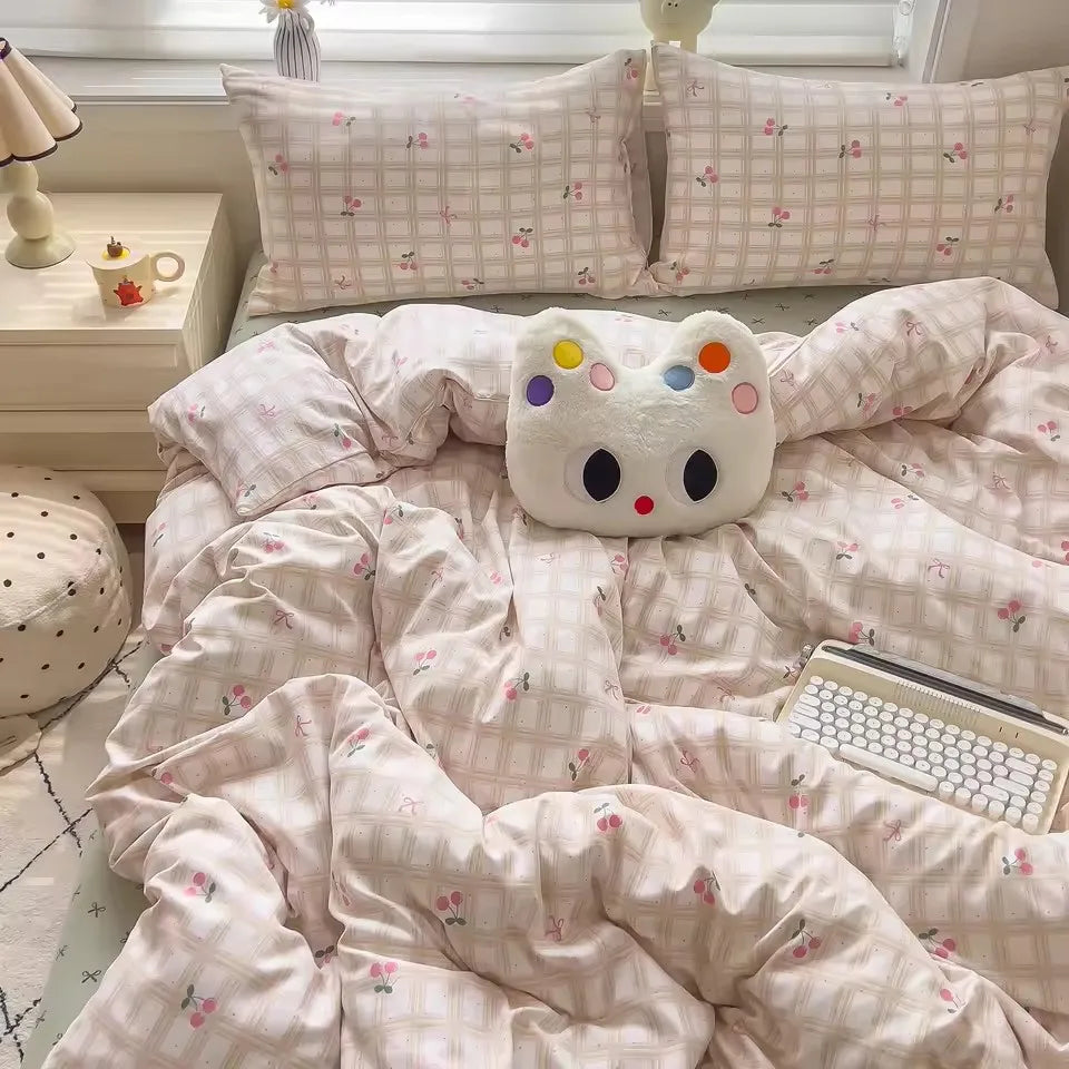 Bedding Set Simple Style Duvet Cover Pillowcase with Bedsheet Home Bedclothes Boys Girls Room Bed Sheet Sets 이불세트