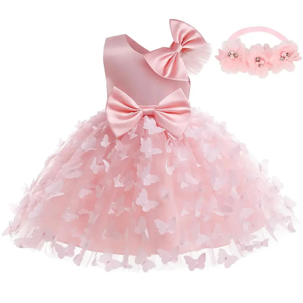 Baby Girl Clothes For Baptismal 1st Birthday Dress Girls Party Dresses Butterfly Wedding Princess Dress Kids Christmas Costume