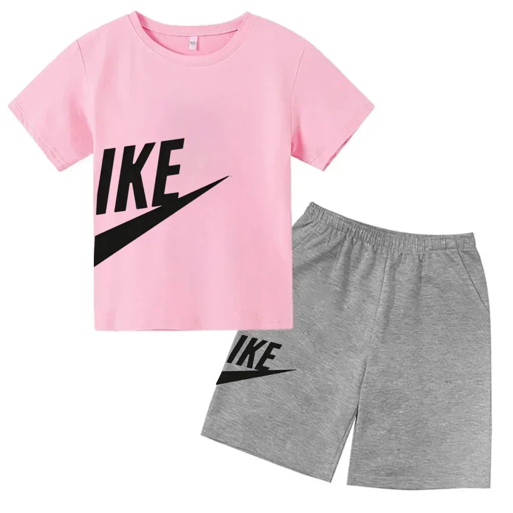 Children's Clothing Kids & Teen T-Shirt Set Summer Top + Shorts 2 Piece Set Short Sleeve Casual Fashion Boys Girls Kids Set