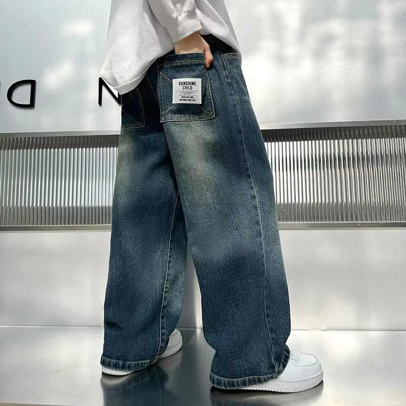 Teenage Baby Boys Clothes Jeans Spring Autumn Kids Casual Jeans for Big Boy Child Fashion Vintage Trousers Cotton Sweatpants  ﻿