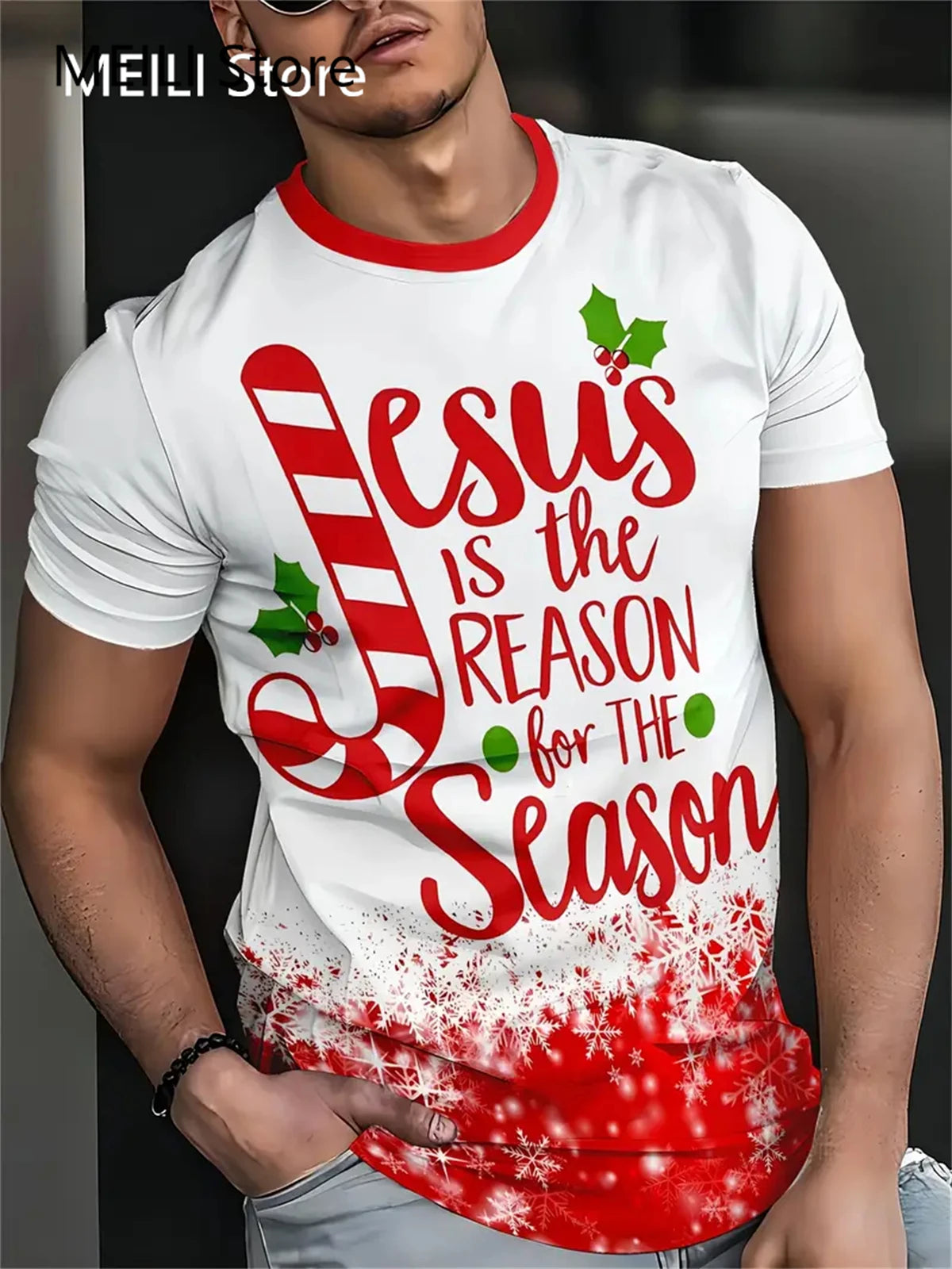 Men's T Shirt Santa Claus Graphic Print Pullover Summer Casual Short Sleeve Tee Funny T-Shirts Male Christmas Oversized Clothing