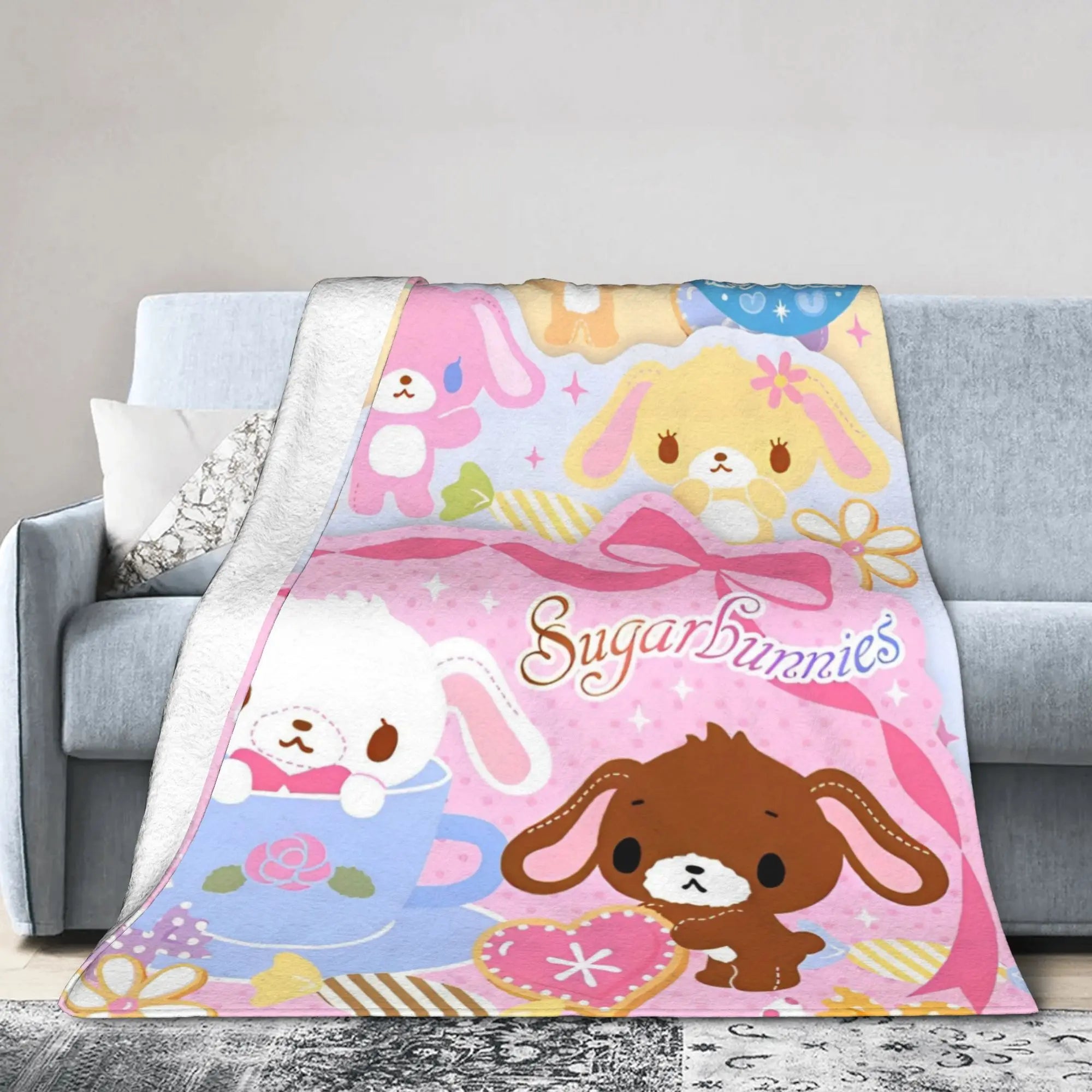 Cartoon Sugarbunnies Blanket  Fleece Awesome Soft Throw Blankets for Bedspread  Winter