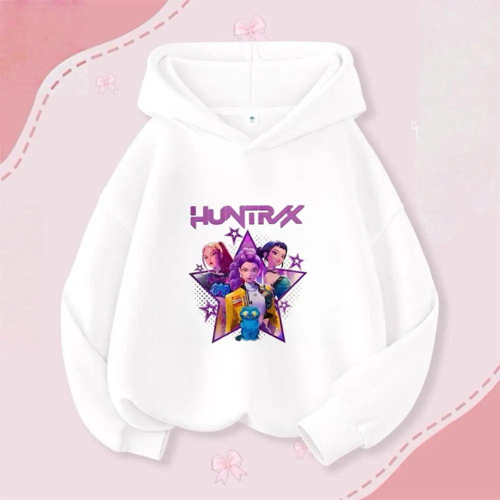 Cartoon Hooded Tops For Girls Child New Fashion Casual Clothing Lovely Simple Hoodies Long Sleeve Popular Spring Autumn Wear
