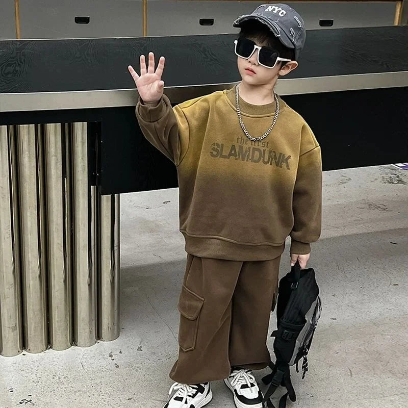 Boys Sweatshirts +Pants Kids Suits 2PCS/Set Cotton 2025 Packet Spring Autumn Cotton Christmas Gift Teenagers Tracksuits Outfits 