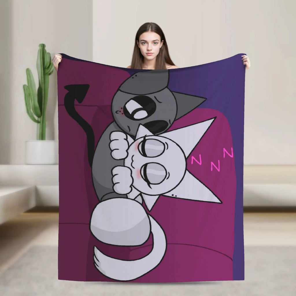 Warm Soft BlanketsChildren Travel Sprunki Gray & Wenda Throw Blanket  Flannel Bedspread For Bedroom Novelty Sofa Bed Cover