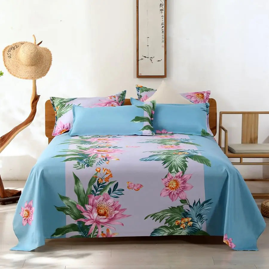 1Pcs Bed Sheet Home Textile Modern Polyester Cotton Flat Sheets Bed Linens Single Queen King Size Bedspread(No Pillow Covers)