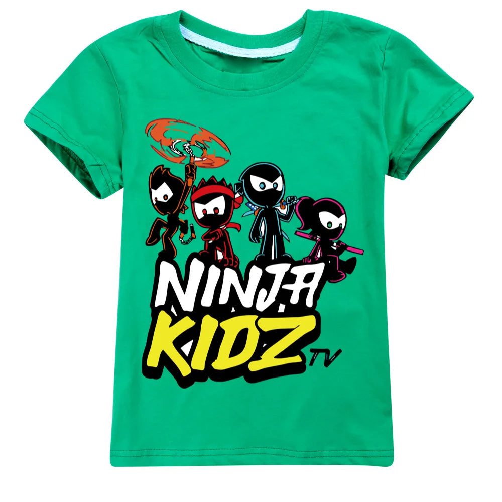 NINJA KIDZ Kids Clothes Summer Boys Fashion Short Sleeve T-Shirt Boys Graphic Tee Baby Girls Tops Children Pullover Hot Selling