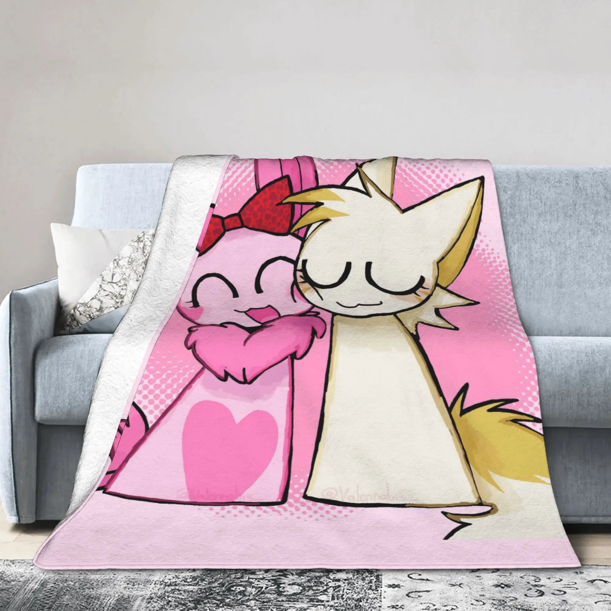 Warm Soft BlanketsChildren Travel Sprunki Gray & Wenda Throw Blanket  Flannel Bedspread For Bedroom Novelty Sofa Bed Cover