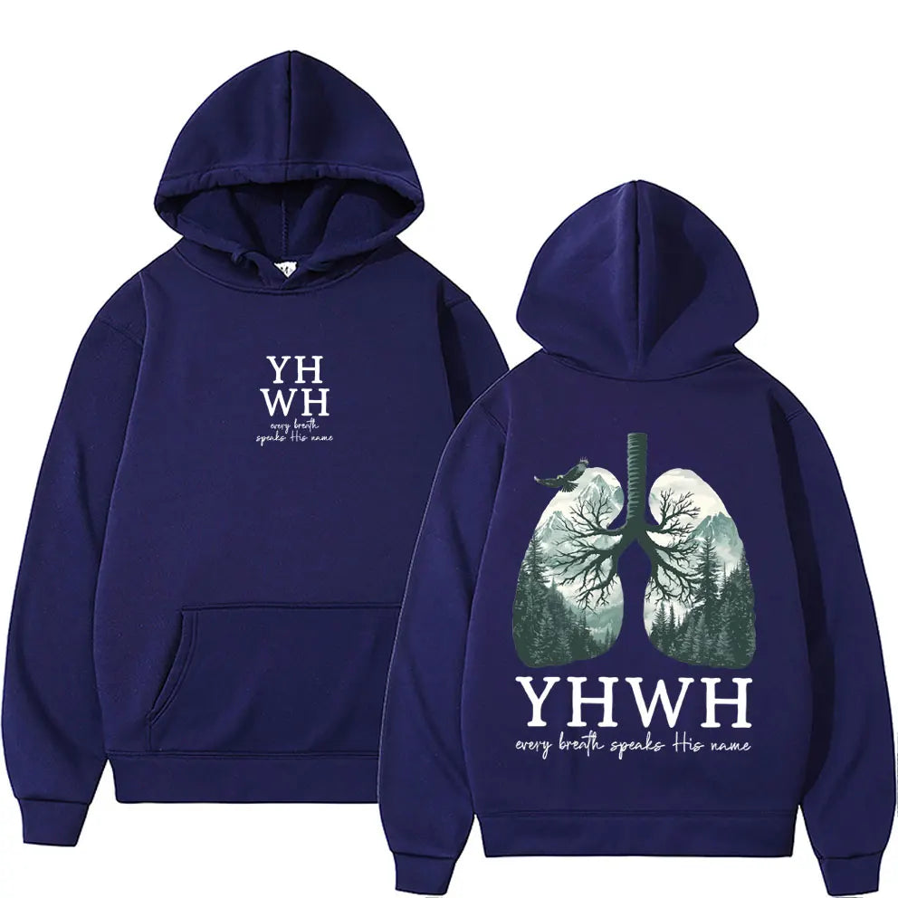 YHWH Lungs Christian Hoodie Every Breath Speak His Name Pullover Men Women Casual Fleece Cotton Hoodies Male Fashion Streetwear