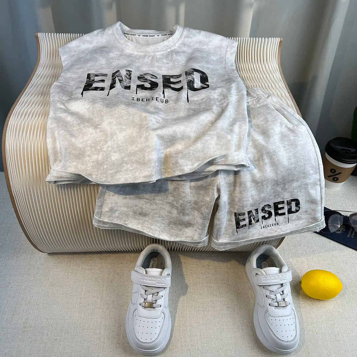 Summer Teenage Boy Clothes Kids Letter Print Sleeveless Top & Shorts 2pcs Suit New Fashion Baby Boys Clothing Children Tracksuit