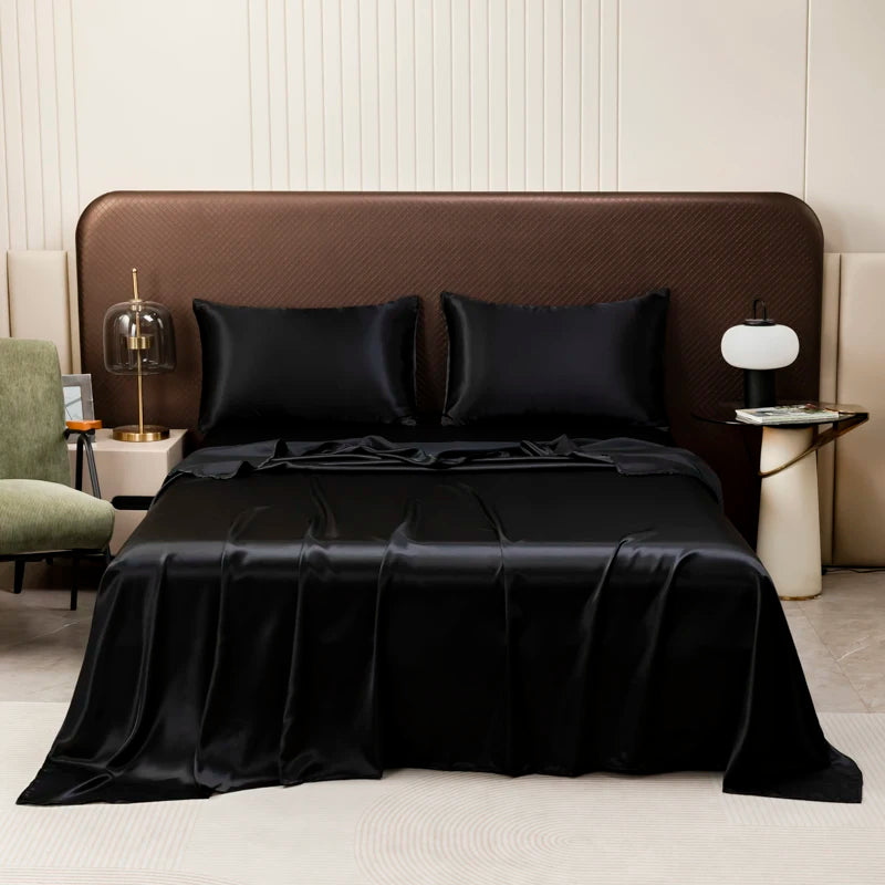 Pure Color Satin Feel Flat Bed Sheet Soft Skin-friendly High-end 4 Seasons Universal 230x230cm Sheet Bed Cover No Pillowcases