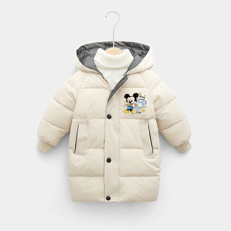 Winter Teen Boys Jacket -10℃ Thick Hooded Parka Warm down Cotton Snowsuit for 2-10Y Kids Fashionable Snow Gear