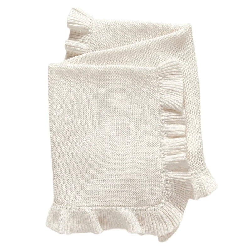 Baby Blanket for Newborns Cotton Ruffle Knitted Wrap Towel Soft and Breathable Bed Blanket for Autumn Winter 75x95cm