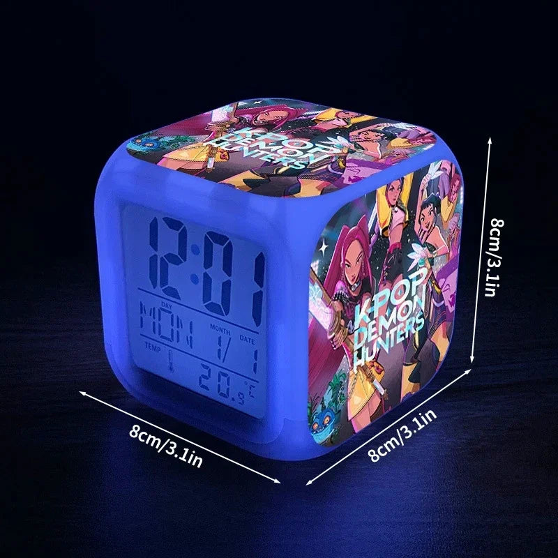 Kpop Demon Group Student Alarm Clock Colorful Digital Clock Children'S Room Anime Cartoon Demon Hunteri Alarm Clock Blind Box