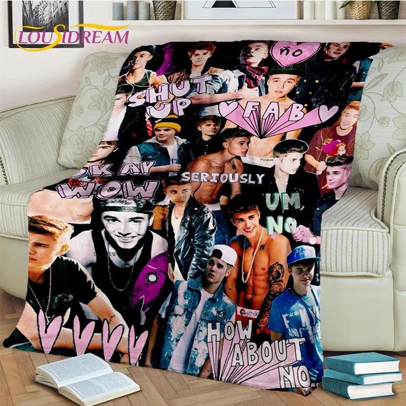 Popular Singer Justin Bieber JBiebs Blanket,Soft Throw Blanket for Home Bedroom Bed Sofa Picnic Travel Office Cover Blanket Kids