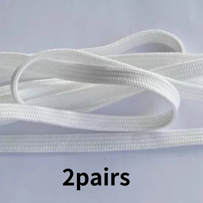 2 Pairs Black White Shoe Laces Flat Double Woven Anti-slip Polyester Shoelaces Sports Casual White Shoes Classic Shoelace
