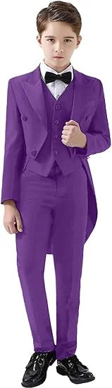 3 Piece Boys Tuxedo Suit 2025 Slim Fit Kids Tailcoat Suit Suits Set for Prom Wedding Concert Casual Suit Jacket Vest and Pants