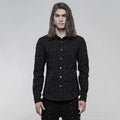 PUNK RAVE Men's Gothic Classic Stretch Jacquard Blouses Punk Slim Palace Noble Simple Casual Long Sleeve Men Shirts