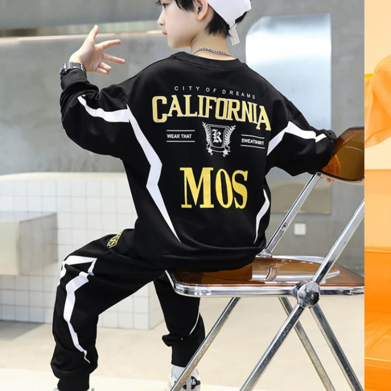 Kids Clothes Boys Spring Pullover Top & Sport Pants 2 Pieces Suit Teenage Boy Trendy Letter Tracksuit Sweatshirt Outfit