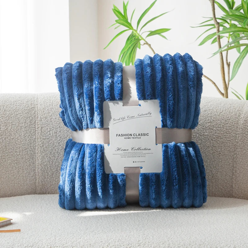 Flannel Blanket Stripe Bedspread Sofa Towel Car/Office/Travel Nap Blankets Home Soft Plaid Warm Bed Blanket cobijas de camas