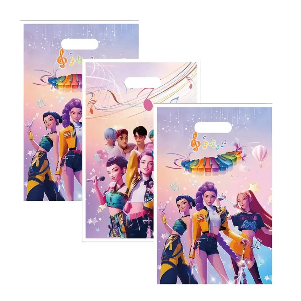 10Pcs Kpop Demon Hunters Gifts Bags Disposable Candy Bag for Kids Theme Birthday Party Supplies Goody Bags Favors Baby Shower