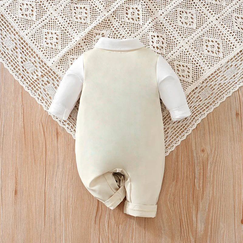 Newborn Clothes Party Gentleman Suit Comfortable Soft Boy And Girl Spring And Autumn Long Sleeved Baby Jumpsuit
