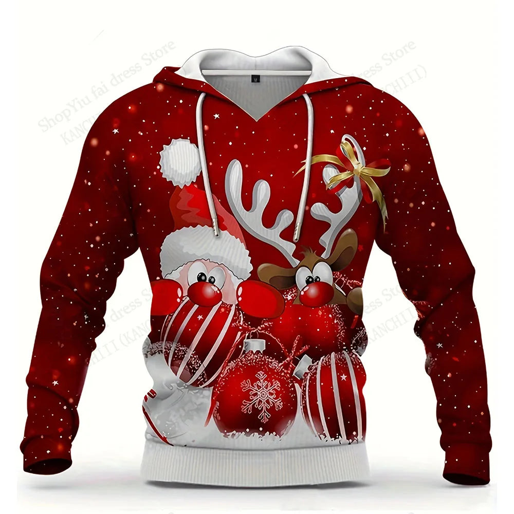 Mens Christmas Hoodie Santa Claus 3d Print Hoodie Men Women Fashion Hoodie Sweatshirt Snowman Tracksuit Men clothing Winter Fall