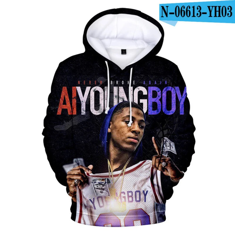 1 Piece Custom Your Picture Hoodies Rapper YoungBoy 3D Print Sweatshirts Men Women Hooded Oversized Hoodie Fashion Kids Pullover