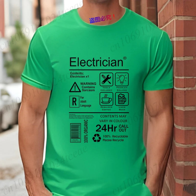 Electrical Engineer Design Tops Fashion Summer Men O-Neck Tees Shirt Funny Electrician Package Care Instructions Print T-shirts