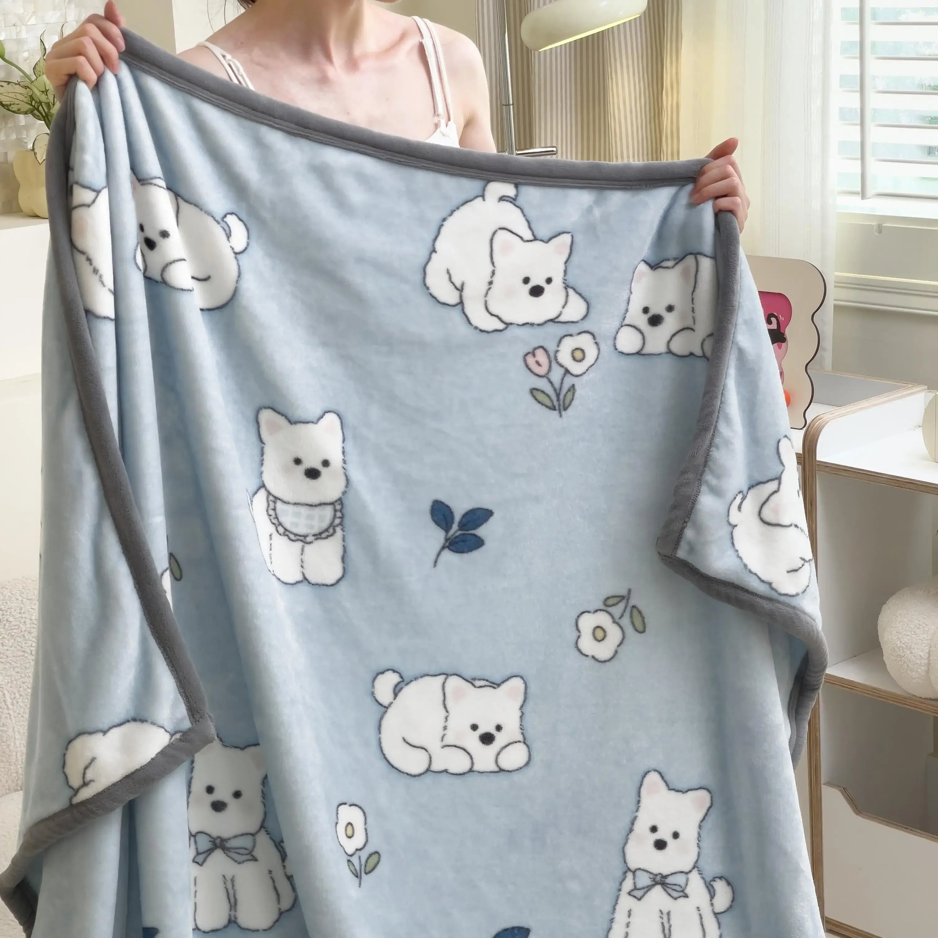 Warm Plush Blanket Comfortable 2024 New Winter Blanket Cartoon Four Season Flannel Soft Bed Cover Office Napping Blanket