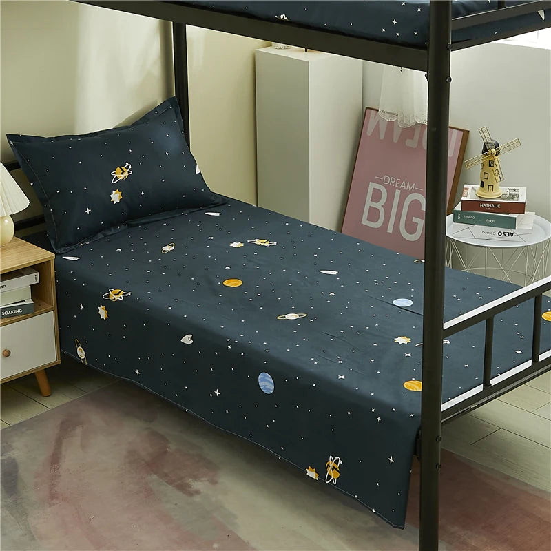 Printed Bed Sheet 1pc For Single Bed 120*210cm Home Textile Modern 100% Polyester Flat Sheets Bed Linens Single Bedspread
