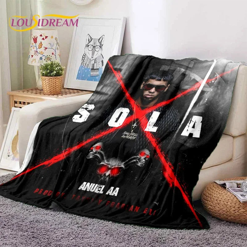 Free Anuel AA Rapper Hip Hop Singer Soft Flannel Blanket for Beds Bedroom Sofa Picnic,Throw Blanket for Outdoor Leisure Nap Gift