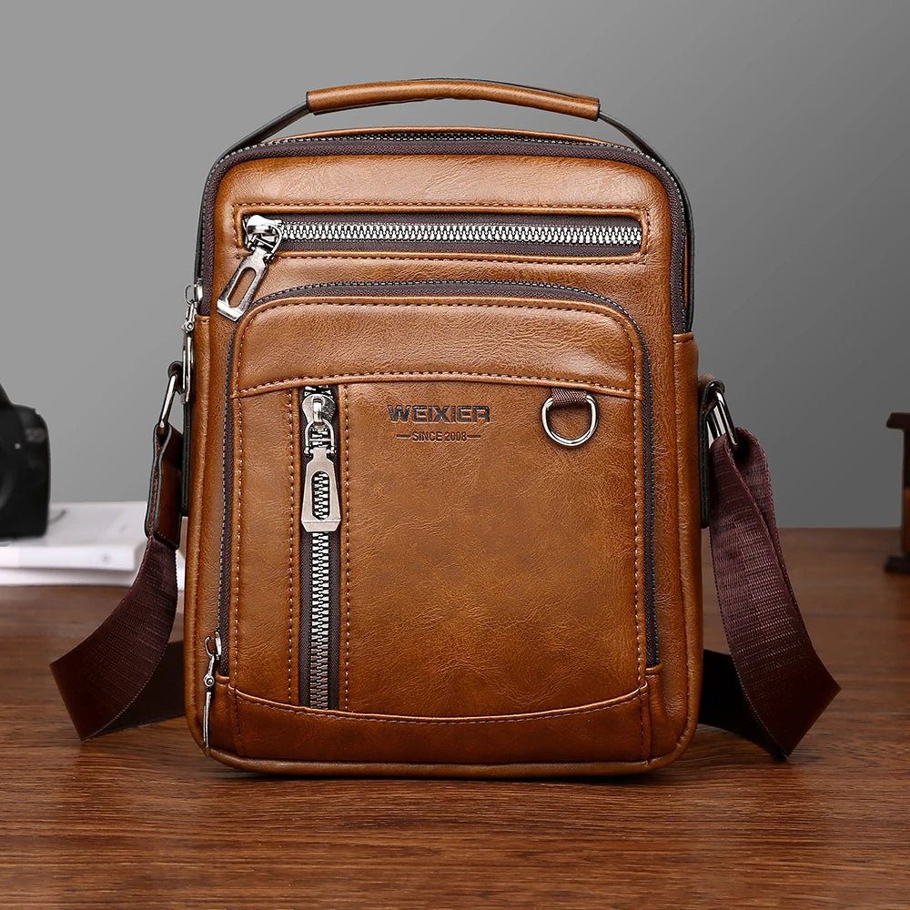 Brand Men Shoulder Bag for 9.7"iPad Men PU Leather Men Crossbody Bags Business Male Solid Messenger Bag Travel Bag Men's Handbag