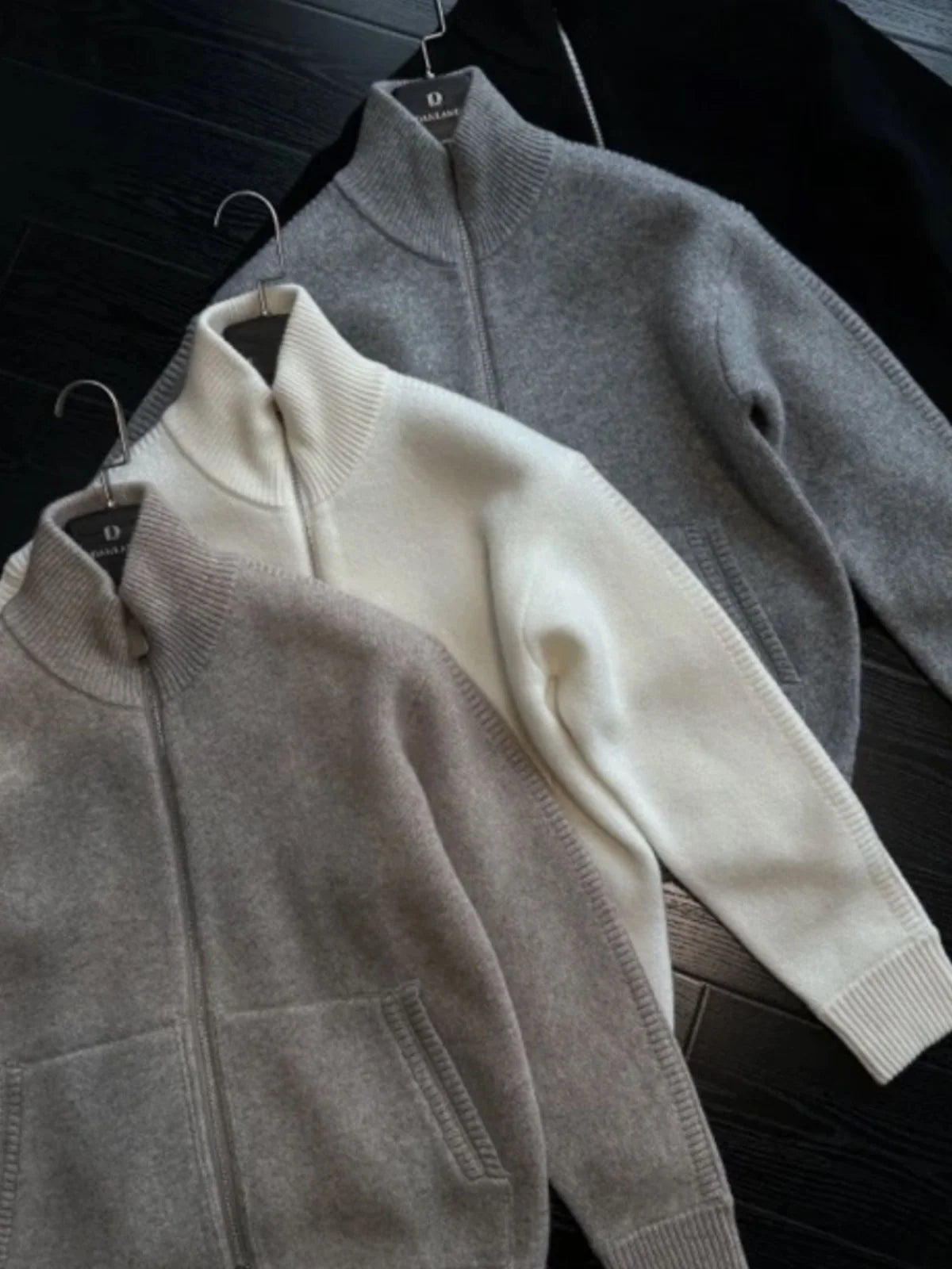 Autumn Winter New Double Zipper Stand Collar Thiened Knitted Jaet Men's High Faion Soft Warm Sweater Casual Sle Long ...