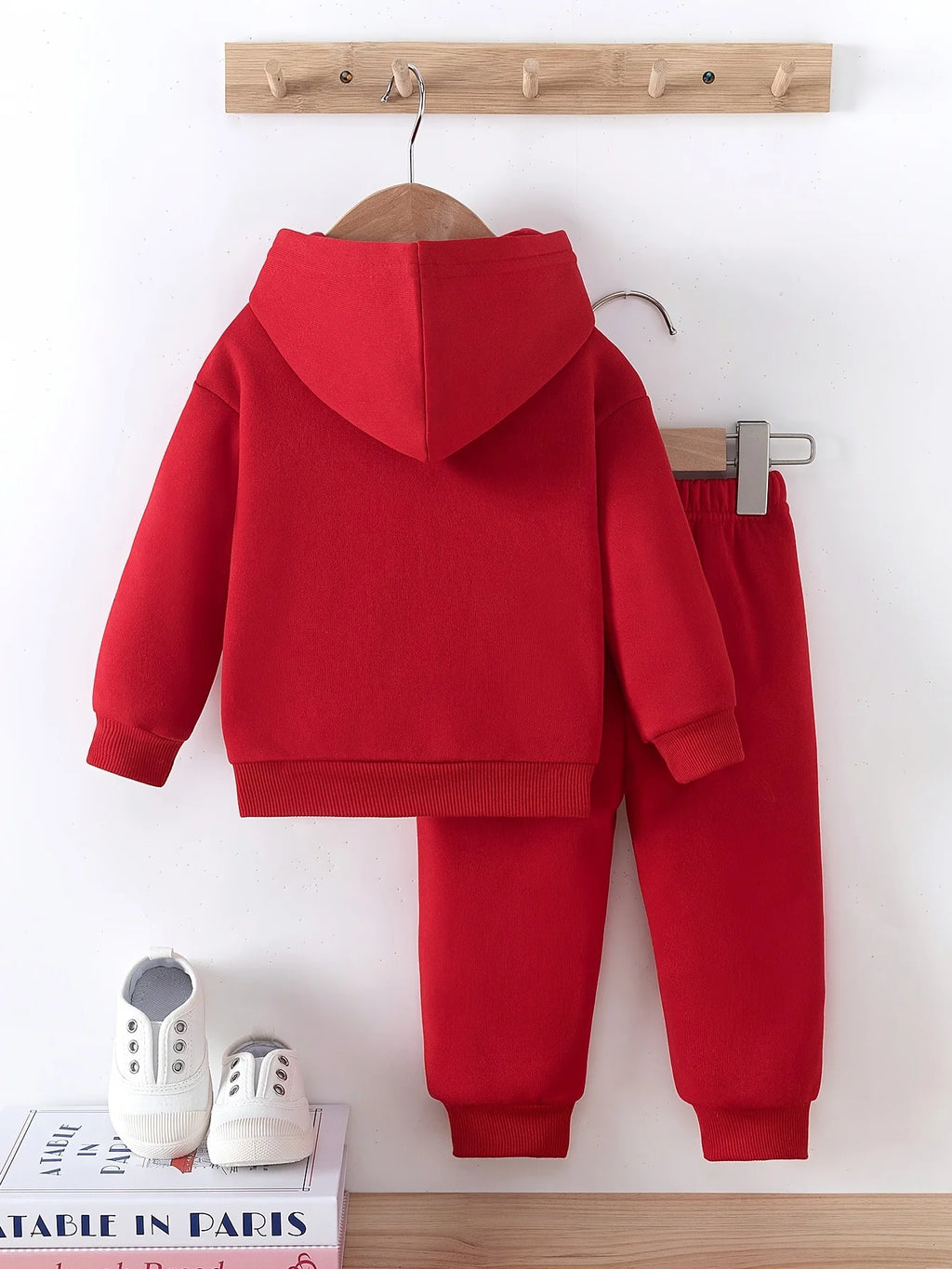 Baby Boy's Fashionable Fleece Hoodie with Geometric Soccer Pattern + Casual Sports Pants Set - Perfect for Spring and Fall Gifts