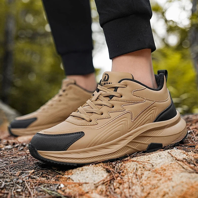 Hiking Men Sneakers Thick Soled Casual Shoes Men Cushioning Sports Shoes Outdoor Waterproof Walking Shoes Plus Size