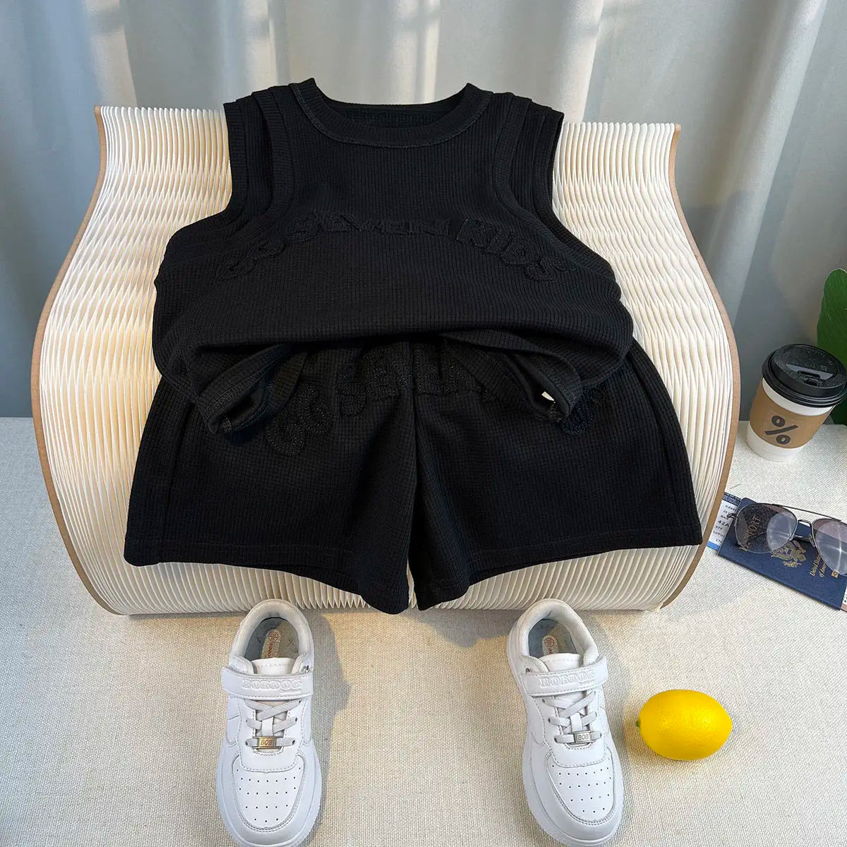 Summer Teenage Boy Clothes Kids Letter Print Sleeveless Top & Shorts 2pcs Suit New Fashion Baby Boys Clothing Children Tracksuit