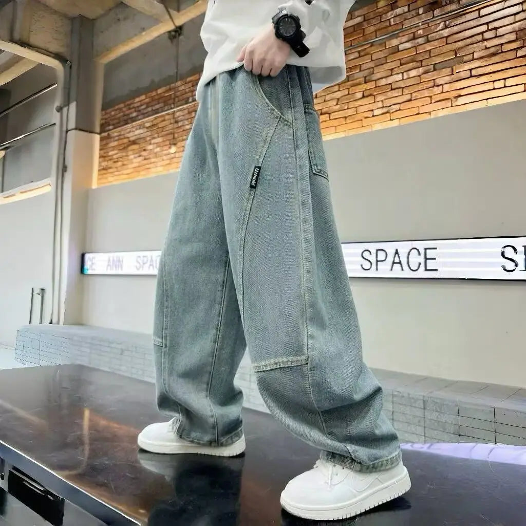 2025 New Boys' Loose Fit Jeans Spring Autumn Casual Long Pants for Tween Boys, Stylish Comfortable Denim Pants