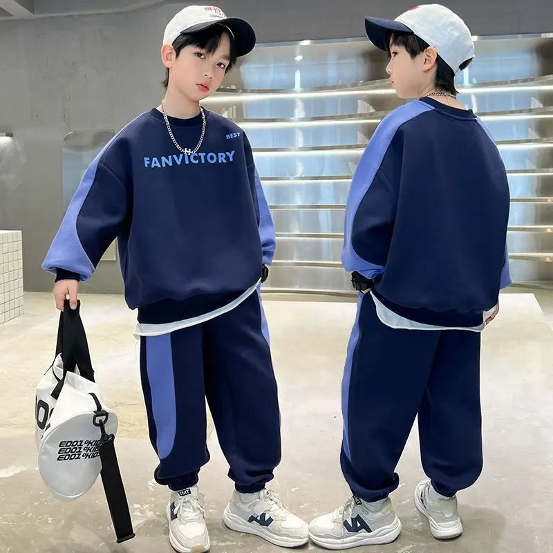 Boys Prints Letter Sets Children Spring Fashion Clothes Suits Kids Casual Sweatshirts+Pants 2Pcs Simplicity Autumn Outfits