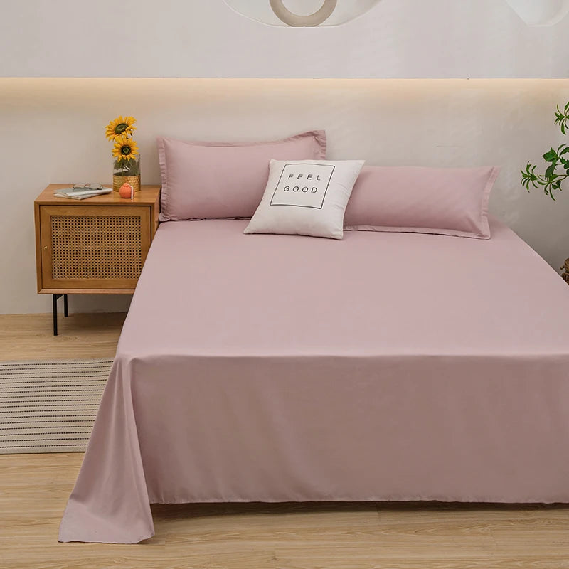 One-piece Bed Sheets (pillowcases Not Included) Washed White Navy Pink Grey Blue Hotel Bed Sheets Single and Double Home Use