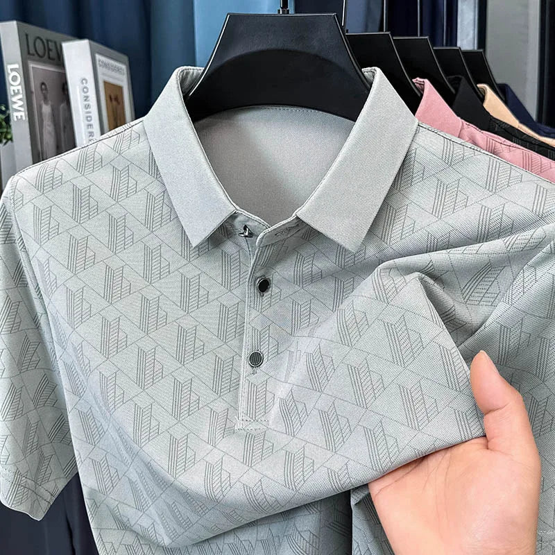 Men's New Short-Sleeved T-Shirt Summer Polo Shirt with a Stand-Up Collar Simple Casual Versatile Fashionable Trendy Men's Wear