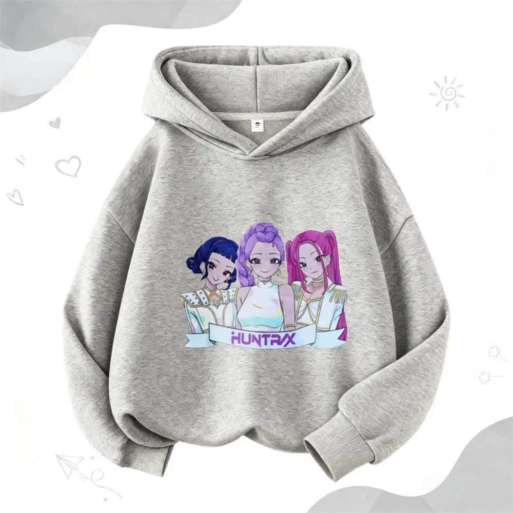 Cartoon Hooded Tops For Girls Child New Fashion Casual Clothing Lovely Simple Hoodies Long Sleeve Popular Spring Autumn Wear