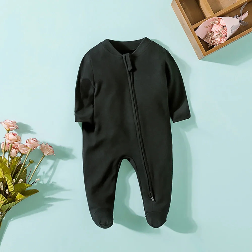 Newborn Footed Pajamas Zipper Girl and Boy Romper Long Sleeve 0-12 Months Baby Clothe Jumpsuit Cotton Fashion Baby Clothing