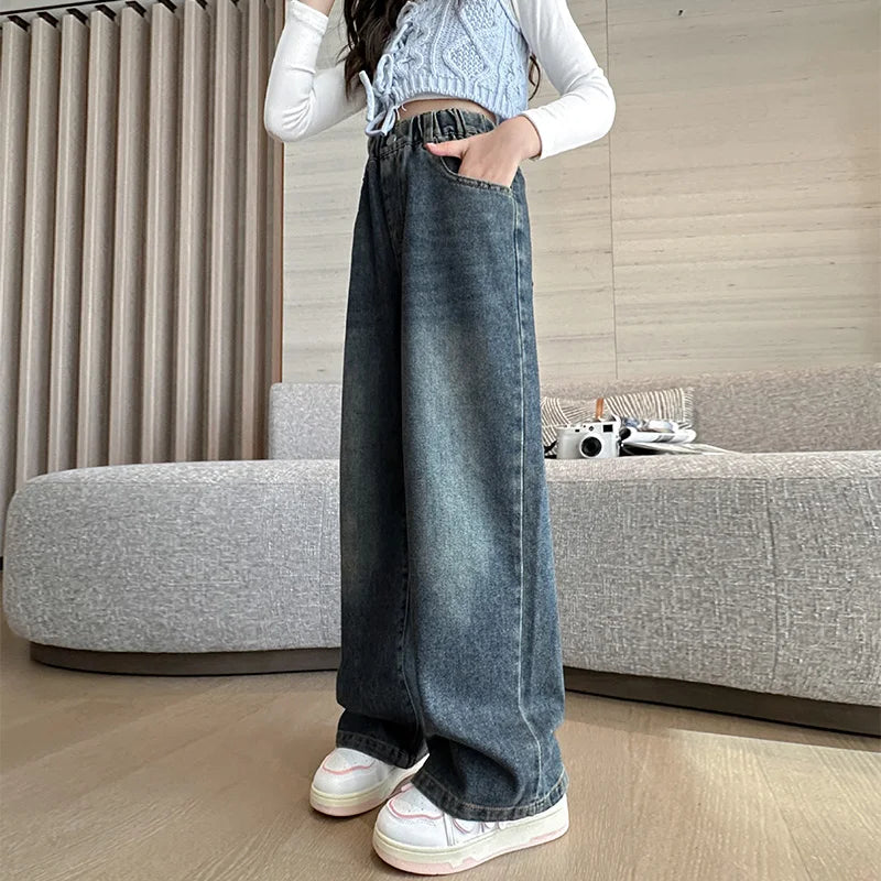 Girls Straight Jeans Autumn Collection Embroidered Pink Bow Detail Suitable for Ages 5-15