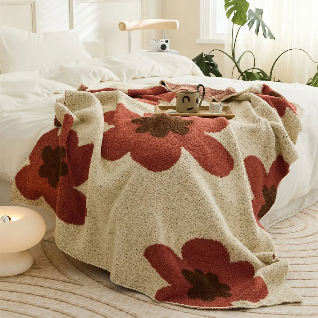 Knitted Velvet Blanket Ins Style Sunflower Nap Blanket Camping Warm Single Person Leisure Thick Blanket Sofa Air Conditioning