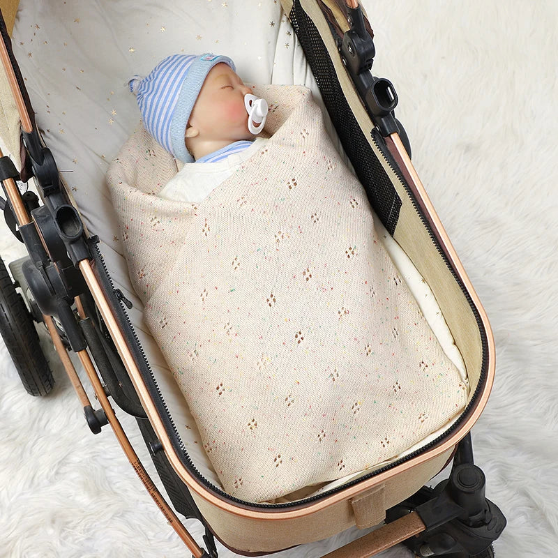 Baby Blanket Cotton Knit Infant Boy Girl Bed Quilt 100*80CM Newborn Plaid Fashion Solid Toddler Stroller Swaddle Wrap Super Soft