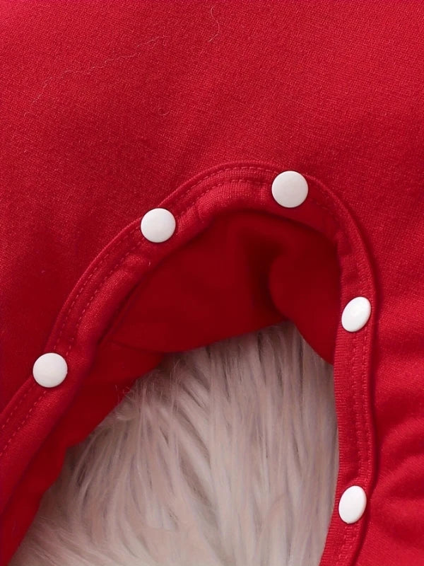 Spring and Autumn Baby and Toddler Unisex Crewneck Letter Print Color Block Spliced Romper - Christmas Limited Editio