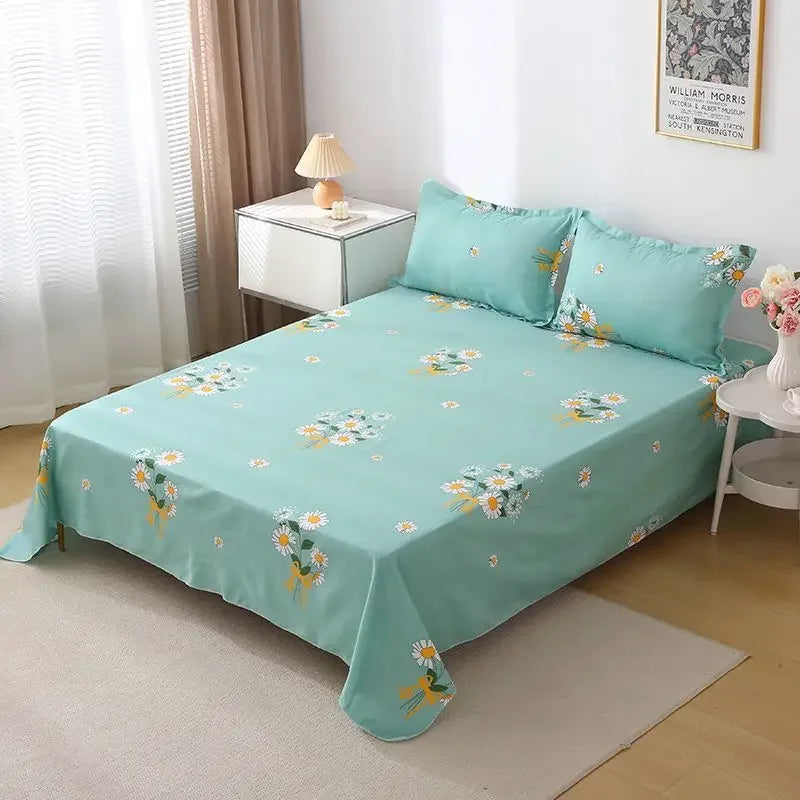 ‌Bohemian Bed Sheet Set - 400TC Mediterranean-Style Cotton with Fade-Resistant Dye for Dorm Essentials