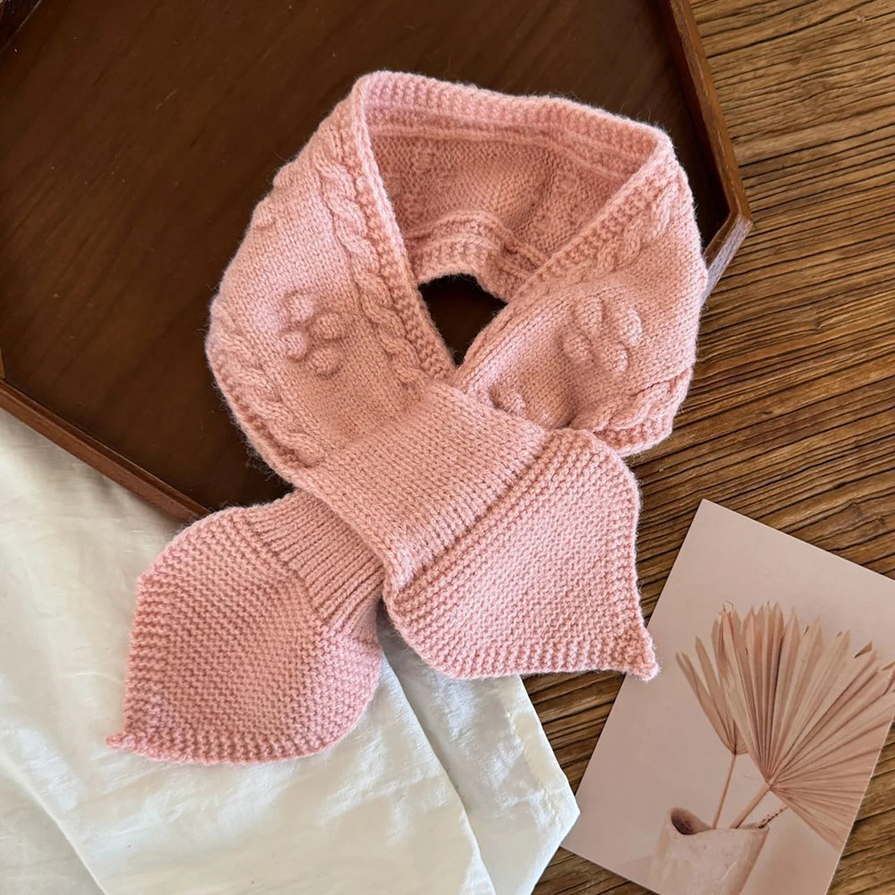 Solid Color Woolen Knit Scarf for Children Cross Neckerchief Fashion Kids Scarves Boy Girl Winter Warm Neck Covers Baby Scarves