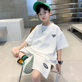 New Summer Boys Clothes Sets Teen Short Sweatshirt + Pants Children Clothing Solid Kids Boy Sport Suits 4 6 8 10 12 14 Years
